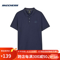 Skechers凉感2023春男子针织运动短袖透气简约休闲POLO衫 L223M086-00DU 海军蓝 M