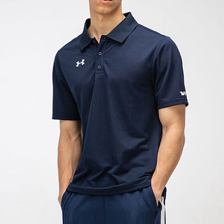 安德玛（Under Armour）短袖男装 23夏季新款高尔夫球运动服商务休闲速干t恤男士polo衫男 21500537-408/速干透气/水墨蓝 XL/180