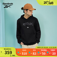 Reebok锐步官方2023夏季男女复古百搭运动印花连帽卫衣23RMS303U 23RMS303U001 A/2XL