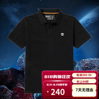 Timberland添柏岚POLO衫男士商务休闲纯棉透气短袖翻领T恤男 黑色/白标 A24H2001 L/180