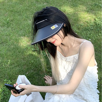 Move iron防晒帽子男女户外夏季遮阳帽空顶大帽檐太阳帽沙滩凉帽 黑色