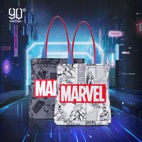 90分漫威上课钢铁侠大容量大学生男女包百搭单肩包手提帆布包