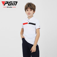 PGM儿童高尔夫服装男女童短袖T恤 吸湿速干透气孔设计青少年上衣 YF595-白色 XL