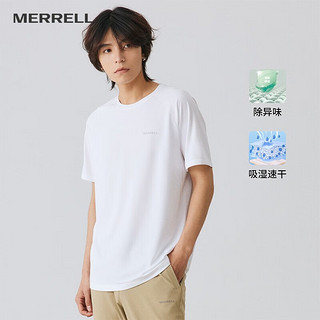 迈乐（Merrell）速干t恤男士户外跑步健身训练吸湿排汗透气弹力宽松舒适短袖上衣 MC2239003-1白色 M