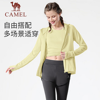 骆驼（CAMEL）瑜伽服套装女2023春夏跑步健身服健身房运动服短袖五件套 6052，香槟黄/永恒灰，四件套 S