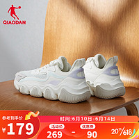QIAODAN 乔丹 运动鞋2023夏季新款透气休闲鞋情侣款老爹鞋 象牙色/轻透绿(女) 37