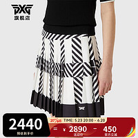 PXG高尔夫服装女士短裙韩国格纹英伦风时尚百褶裙23款golf百搭半身裙 PHMPW561094 黑白色 XS