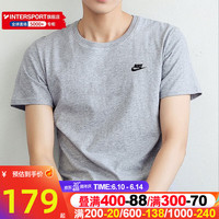 耐克(NIKE)恤男士 2023夏季新款运动服圆领休闲衣训练篮球半袖蓝色透气短袖 刺绣小标-064/晒单退5 M(170/88A)