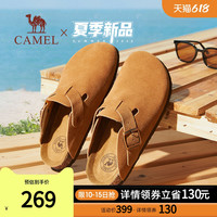 CAMEL 骆驼 男鞋反绒勃肯鞋男厚底包头软木拖鞋休闲凉鞋一脚蹬外穿博肯鞋