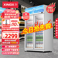 星星（XINGX）502升双门立式展示柜 保鲜冷藏柜玻璃展示柜大容量 便利店超市柜 数字温显 LGC-900FYE