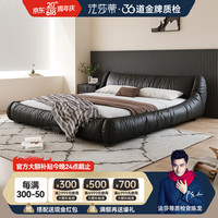 法莎蒂(FA SA DI HOUSEHOLD)进口真皮床简约现代北欧卧室1.8米双人床高箱简约婚床 床+单柜+3D乳胶床垫(进口真皮) 1500mm*2000mm 框架结构