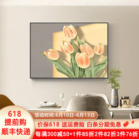 唤墙北欧餐厅装饰画现代简约饭厅挂画花卉餐桌背景墙壁画横幅客厅墙画 花开富贵F款 60*40cm晶瓷