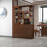 贵妃实木间厅柜客厅玄关柜门厅柜装饰隔断酒柜中式双面屏风现代储物柜 实木间厅柜1.2米 胡桃色