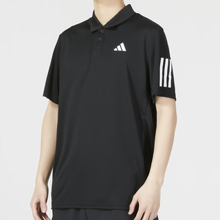 阿迪达斯 （adidas）跑步运动套装男装 2023夏季新款速干t恤polo衫短袖 休闲短裤男裤 黑色上衣/手臂三条纹+黑色短裤 S/175