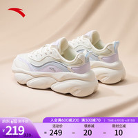 ANTA 安踏 喵喵鞋丨休闲鞋女鞋春季厚底增高轻便老爹鞋 白/紫/浅雾灰-5 37.5