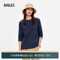 AIGLE艾高2023年春季新品女吸湿排汗UPF50+防晒防紫外线户外T恤 帝国深蓝 AK041 36(160/84A)