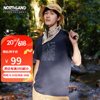 诺诗兰(NORTHLAND)23春夏户外高倍防晒男式短袖T恤运动休闲基础印花百搭上衣185/XXL