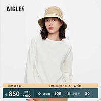 AIGLE艾高2023年春季新品女吸湿排汗UPF40+防晒防紫外线长袖T恤 粉白色 AI572 L(170/92A)