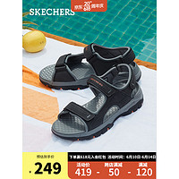 斯凯奇（SKECHERS）男鞋外穿魔术贴凉鞋厚底沙滩鞋日常休闲鞋 204105黑 43