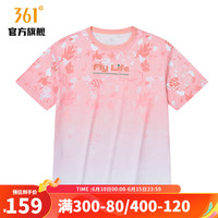 361°运动t恤女2023夏季新款宽松休闲上衣圆领短T恤 淡桂粉 S
