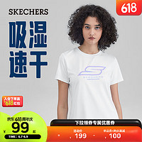 SKECHERS斯凯奇女子短袖T恤衫2023春季速干吸湿透气运动舒适轻盈 亮白色/0019 M