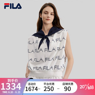 斐乐（FILA）女子针织马甲2023夏季新款时尚优雅休闲无袖上衣 满印一-ZA 160/80A/S