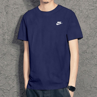 耐克（NIKE）恤男士 2023夏季新款运动服圆领休闲衣训练篮球半袖蓝色透气短袖 刺绣小标-410/晒单退5 2XL(185/100A)