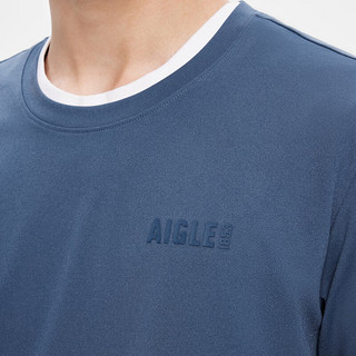 AIGLE艾高2023年春季新品男士吸湿排汗UPF40+防晒防紫外线短袖T恤 沼泽蓝 AH984 M(175/92A)