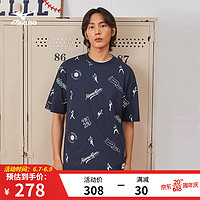 美津浓（MIZUNO）HERITAGE夏季运动时尚潮流速干短袖 宽松短袖T恤 男款 15/藏蓝 2XL