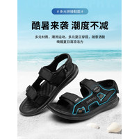 QIANGREN 强人 沙滩鞋男鞋便捷透气魔术贴户外男凉鞋 JDD2350003 黑色 39码