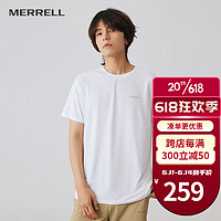 迈乐（Merrell）速干t恤男士户外跑步健身训练吸湿排汗透气弹力宽松舒适短袖上衣 MC2239003-1白色 L