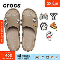 crocs 卡骆驰 2023新品波波凉拖男户外凉平底鞋一字拖鞋女鞋208170 草灰色套装(含五枚智必星) 46/47(300mm)