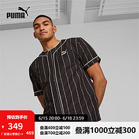 彪马（PUMA）官方 新款男子运动休闲串标短袖衬衫 TEAM 622579 黑色-01 L(180/100A)