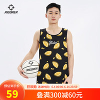 准者篮球运动背心宽松水果印花渐变篮球服健身跑步体育生训练 榴莲黑 S/165