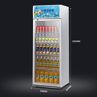 小鸭（XIAOYA)展示柜大容量饮料柜商用冰柜冷藏直冷保鲜柜超市玻璃门冰箱立式啤酒柜 单门上机组382L