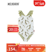 Milkbarn2023新款夏季宝宝连体泳衣女宝游泳服装儿童新款洋气三角泳装 小鸭子 80cm(12-18m)