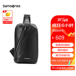 Samsonite 新秀丽 胸包男士个性时尚斜挎包休闲简约软牛皮腰包TK9*09002黑色