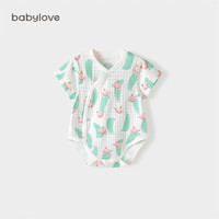 Babylove 婴儿短袖包屁衣纯棉夏季薄款男女宝宝睡衣新生儿三角哈衣 傲娇天鹅 59cm