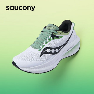 saucony 索康尼 胜利21缓震旗舰跑鞋triumph21 男款白绿 43