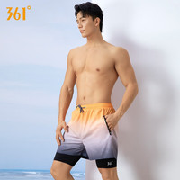 361°泳裤男士双层防尴尬速干游泳裤五分2023新款泡温泉游泳装备泳衣 橘灰渐变 2XL 身高175-185cm体重75-85kg