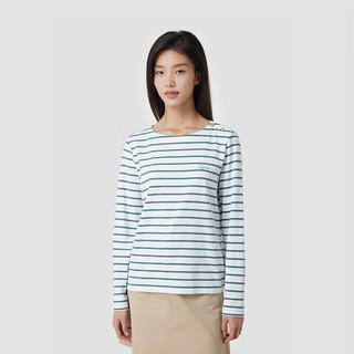 Lafuma 乐飞叶 长袖T恤女 户外2023春季条纹圆领休闲打底上衣 LFTS3AL26