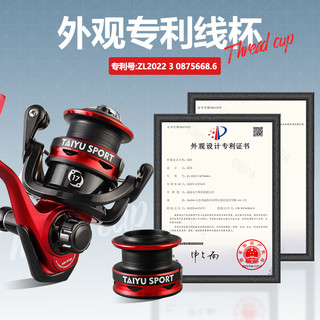 太宇 金属微物纺车轮高速比6.2:1斜口浅线杯1000#卸力报警路亚渔轮