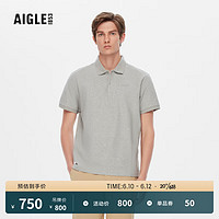 AIGLE艾高2023年夏季新品男户外休闲弹性柔软速干吸湿排汗POLO衫T恤 花灰 AJ682 XXL(190/104A)
