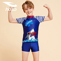 浩沙（hosa）儿童泳衣男童可爱分体速干冲浪服 中大童学生训练泳装 深蓝 16码