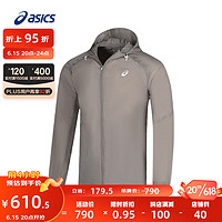 亚瑟士ASICS运动夹克男子轻量外套舒适跑步运动上衣 2011C858-001 咖啡色 XL