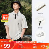 匹克（PEAK）休闲Polo衫2023新款宽松透气翻领纯色潮流T恤 本白 S