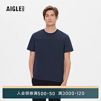 AIGLE艾高2023年春季新品男士UPF50+防紫外线速干吸湿排汗短袖T恤 帝国深蓝 AJ761 XL(185/100A)