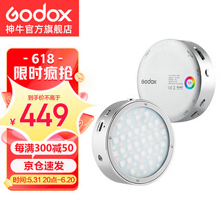 Godox 神牛 R1 LED闪光灯圆形创意补光灯单反相机常亮灯内置锂电（银色）