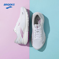 BROOKS 布鲁克斯 夏季小白鞋平衡跑步运动女款减震专业官方透气舒适鞋Ghost 15幽灵 白色/蘑菇灰/紫色