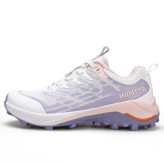 悍途（Humtto）情侣款越野跑鞋舒适透气户外运动休闲跑步鞋 香槟白-浅紫-女 36